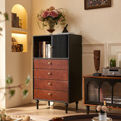 Traditional Vintage Solid Wood Rectangular Storage Cabinet With 4 Drawers For Bedroom & Living Room