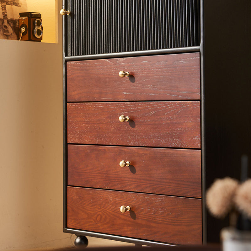 Traditional Vintage Solid Wood Rectangular Storage Cabinet With 4 Drawers For Bedroom & Living Room
