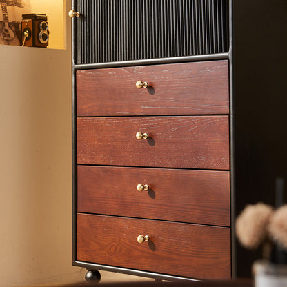 Traditional Vintage Solid Wood Rectangular Storage Cabinet With 4 Drawers For Bedroom & Living Room
