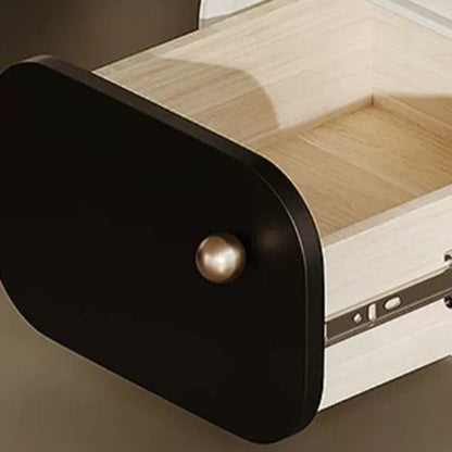 Contemporary Nordic Eco Lacquered High-Density Board Rectangular 2-Drawer Nightstand With Rotating Design For Bedroom