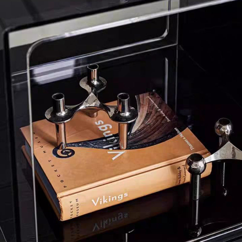 Modern Minimalist Acrylic Cube Side Table With Wheels For Bedroom & Living Room