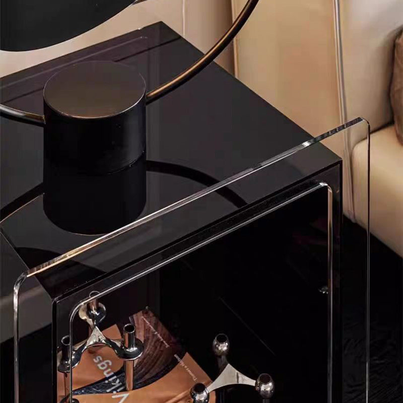 Modern Minimalist Acrylic Cube Side Table With Wheels For Bedroom & Living Room