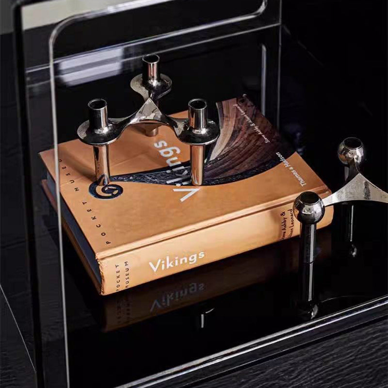 Modern Minimalist Acrylic Cube Side Table With Wheels For Bedroom & Living Room