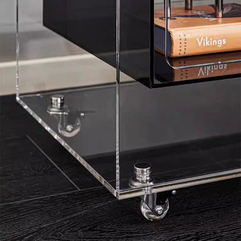 Modern Minimalist Acrylic Cube Side Table With Wheels For Bedroom & Living Room