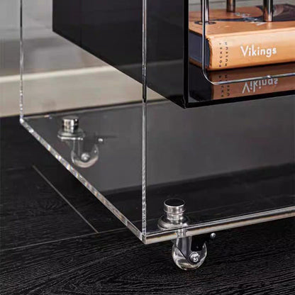 Modern Minimalist Acrylic Cube Side Table With Wheels For Bedroom & Living Room
