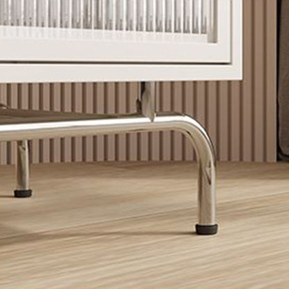 Traditional French Iron Glass & Stainless Steel Rectangular Nightstand 1-Cabinet For Bedroom