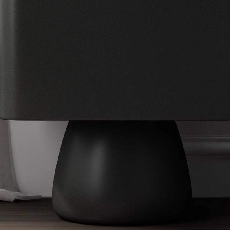 Modern Minimalist Wood Density Board Microfiber Leather & Glass Cream Style Rectangular-Cylinder Nightstand With 1-Drawer For Bedroom