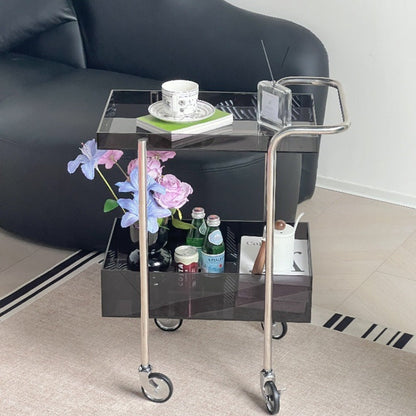 Modern Minimalist Acrylic Metal Rectangular Side Table 2-Tier For Living Room And Bedroom