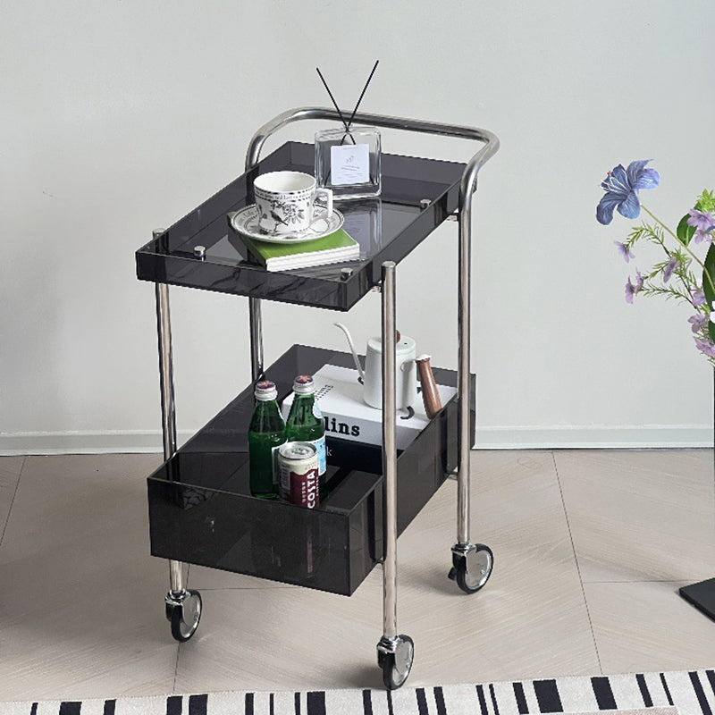 Modern Minimalist Acrylic Metal Rectangular Side Table 2-Tier For Living Room And Bedroom