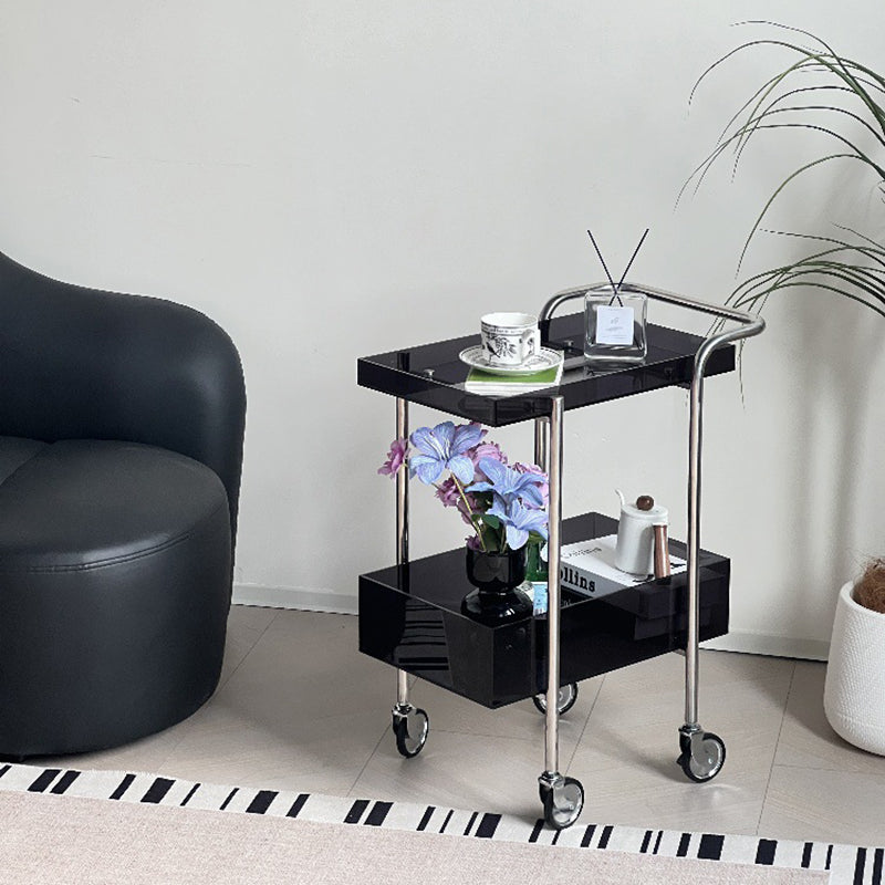 Modern Minimalist Acrylic Metal Rectangular Side Table 2-Tier For Living Room And Bedroom