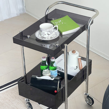 Modern Minimalist Acrylic Metal Rectangular Side Table 2-Tier For Living Room And Bedroom