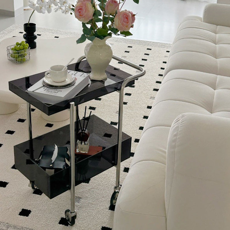 Modern Minimalist Acrylic Metal Rectangular Side Table 2-Tier For Living Room And Bedroom