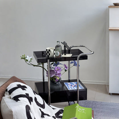 Modern Minimalist Acrylic Metal Rectangular Side Table 2-Tier For Living Room And Bedroom