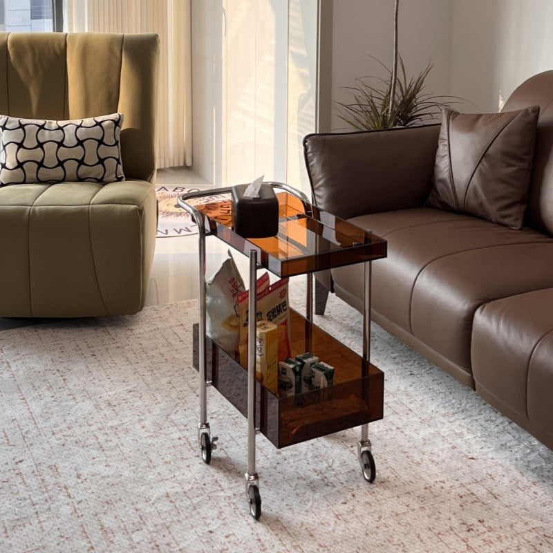 Modern Minimalist Acrylic Metal Rectangular Side Table 2-Tier For Living Room And Bedroom