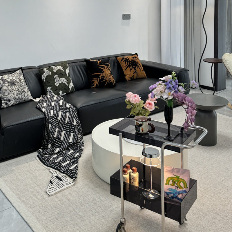 Modern Minimalist Acrylic Metal Rectangular Side Table 2-Tier For Living Room And Bedroom