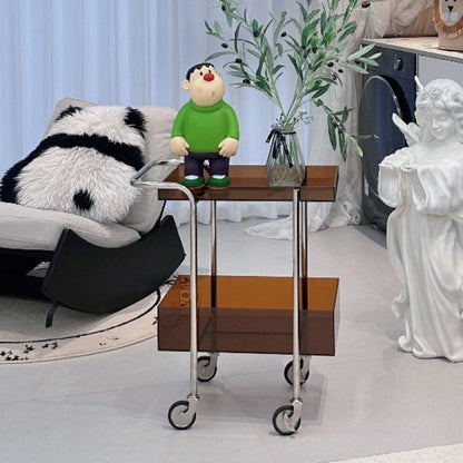 Modern Minimalist Acrylic Metal Rectangular Side Table 2-Tier For Living Room And Bedroom