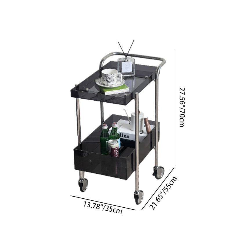 Modern Minimalist Acrylic Metal Rectangular Side Table 2-Tier For Living Room And Bedroom