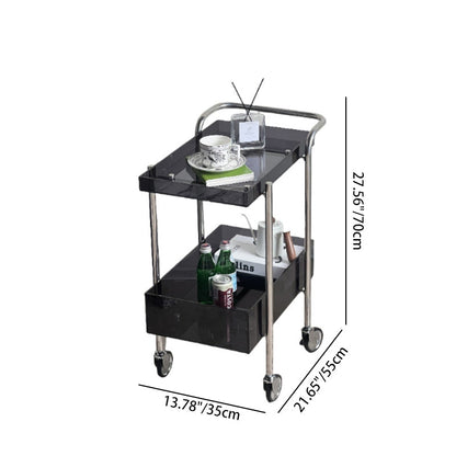 Modern Minimalist Acrylic Metal Rectangular Side Table 2-Tier For Living Room And Bedroom