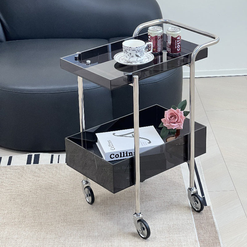 Modern Minimalist Acrylic Metal Rectangular Side Table 2-Tier For Living Room And Bedroom