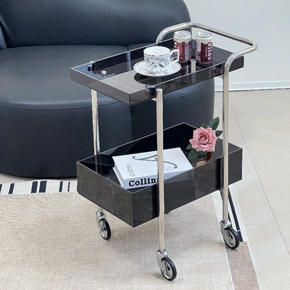 Modern Minimalist Acrylic Metal Rectangular Side Table 2-Tier For Living Room And Bedroom