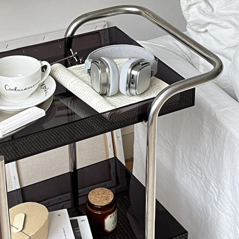 Modern Minimalist Acrylic Metal Rectangular Side Table 2-Tier For Living Room And Bedroom