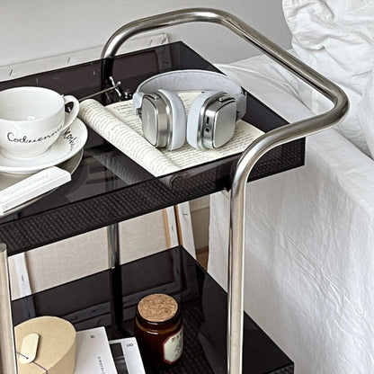 Modern Minimalist Acrylic Metal Rectangular Side Table 2-Tier For Living Room And Bedroom