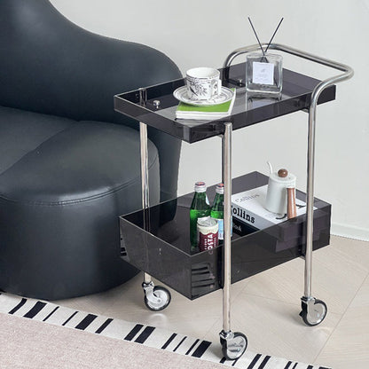 Modern Minimalist Acrylic Metal Rectangular Side Table 2-Tier For Living Room And Bedroom