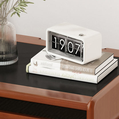 Traditional Vintage Wood, Rock Slab & Stainless Steel Rectangular Nightstand With 2-Drawer For Bedroom