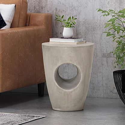 Contemporary Creative Magnesium Oxide Round Tree-Hollow Side Table With Wear-Resistant Pads For Bedroom And Living Room