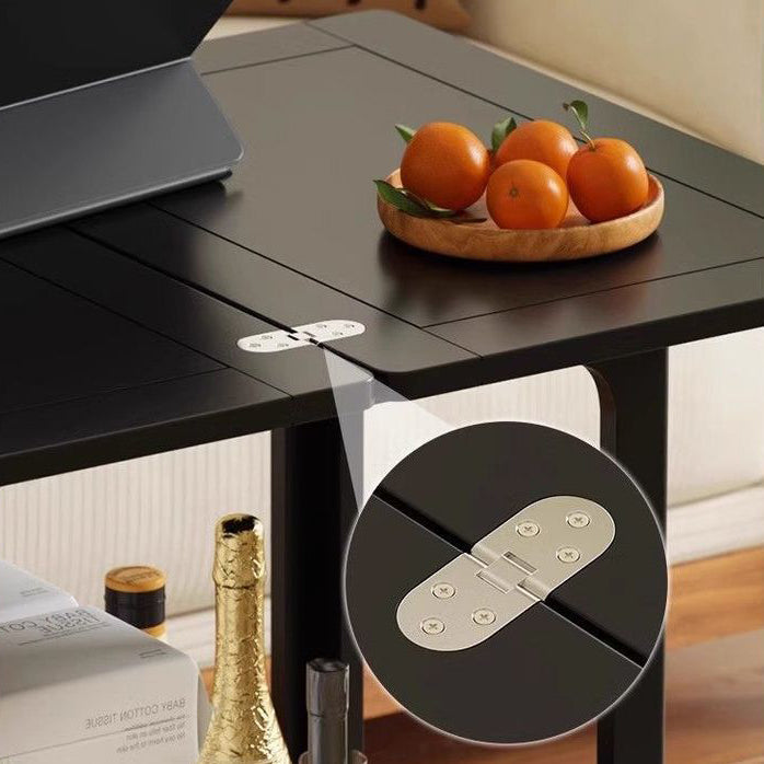 Traditional Vintage Wood Rectangular Side Table With Expandable Foldable Top And Wheels For Living Room Bedroom