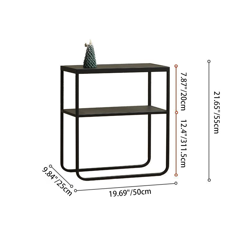 Modern Minimalist Iron Rectangular Side Table 2-Tier For Living Room & Bedroom