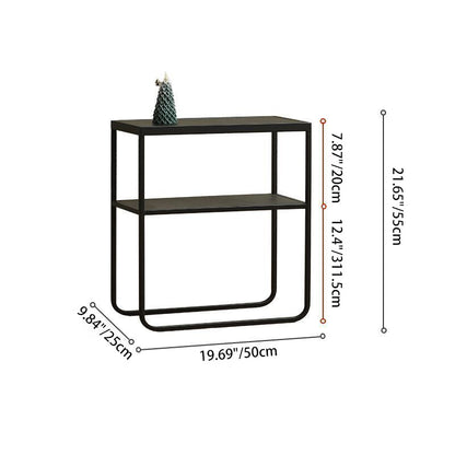 Modern Minimalist Iron Rectangular Side Table 2-Tier For Living Room & Bedroom