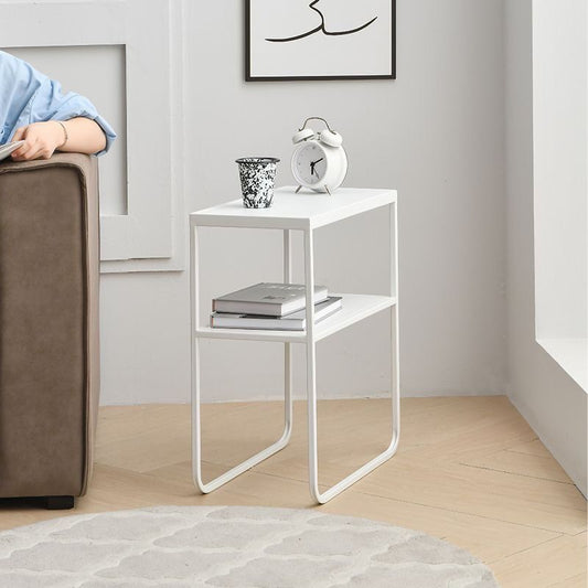 Modern Minimalist Iron Rectangular Side Table 2-Tier For Living Room & Bedroom