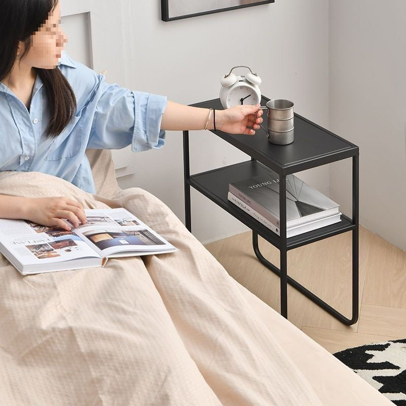 Modern Minimalist Iron Rectangular Side Table 2-Tier For Living Room & Bedroom