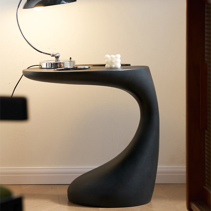 Contemporary Creative Plastic Dolphin-Curve Side Table With Anti-Slip Pads For Living Room & Bedroom