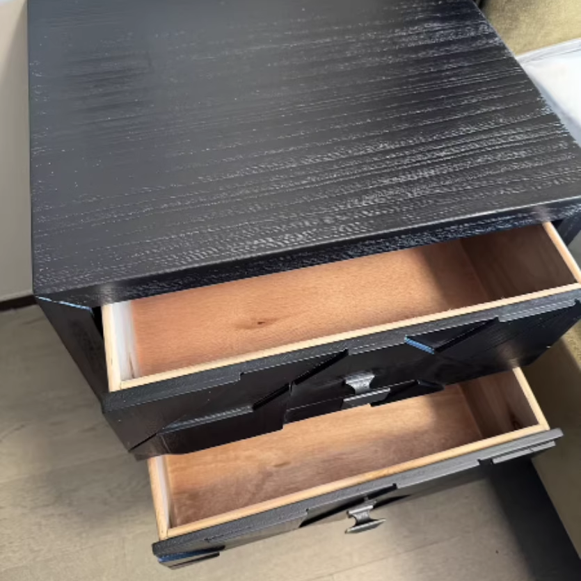 Traditional Vintage Wood Square Cube Nightstand With 2-Drawers For Bedroom & Living Room