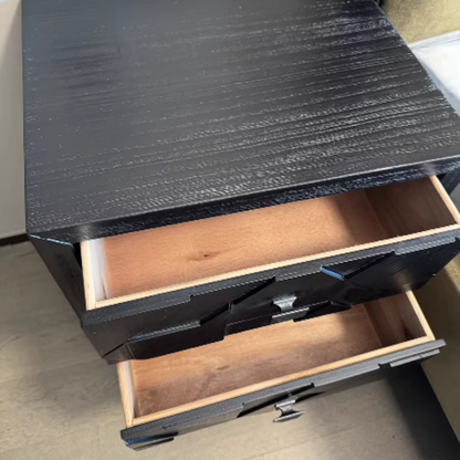 Traditional Vintage Wood Square Cube Nightstand With 2-Drawers For Bedroom & Living Room