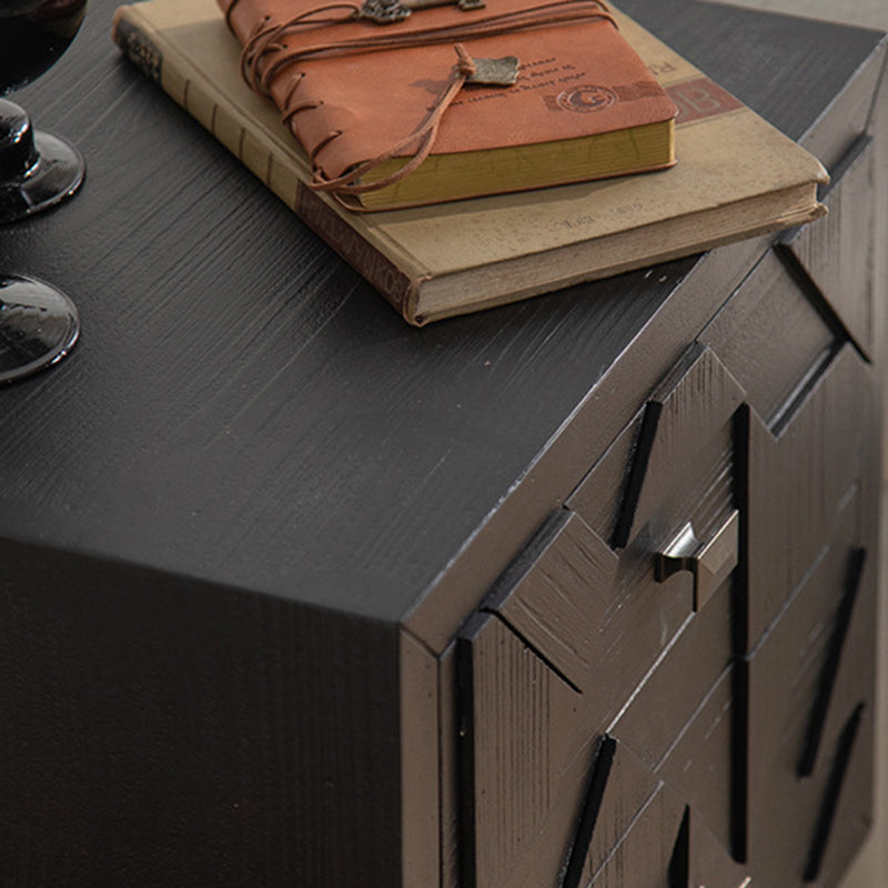 Traditional Vintage Wood Square Cube Nightstand With 2-Drawers For Bedroom & Living Room