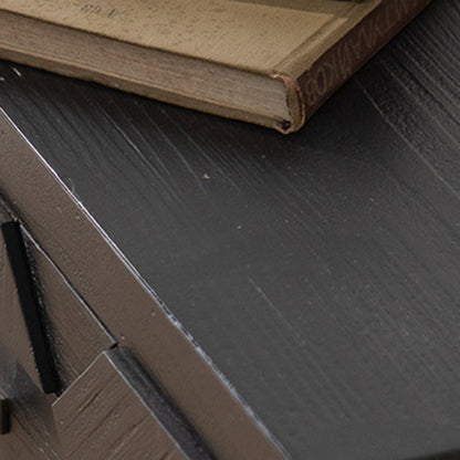 Traditional Vintage Wood Square Cube Nightstand With 2-Drawers For Bedroom & Living Room