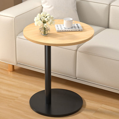 Modern Minimalist MDF & Stainless Steel Round Side Table With Mobility For Bedroom, Living Room
