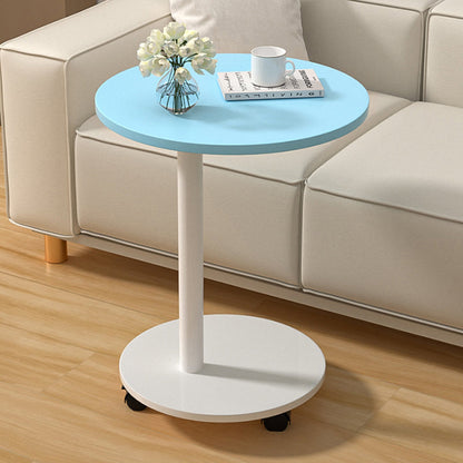 Modern Minimalist MDF & Stainless Steel Round Side Table With Mobility For Bedroom, Living Room