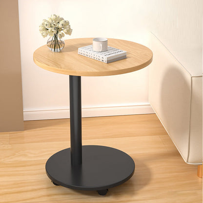 Modern Minimalist MDF & Stainless Steel Round Side Table With Mobility For Bedroom, Living Room