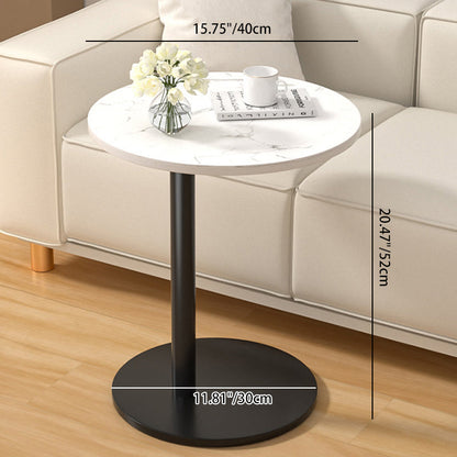 Modern Minimalist MDF & Stainless Steel Round Side Table With Mobility For Bedroom, Living Room