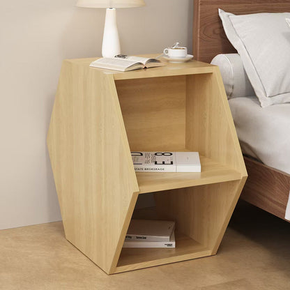 Modern Minimalist MDF Hexagon Side Table With 3-Tier Storage For Bedroom & Living Room