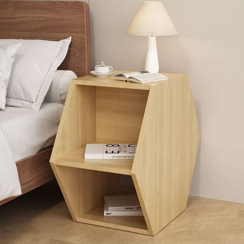 Modern Minimalist MDF Hexagon Side Table With 3-Tier Storage For Bedroom & Living Room