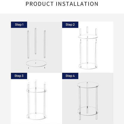 Modern Minimalist Acrylic Round Side Table With 2-Tier Storage For Bedroom & Living Room