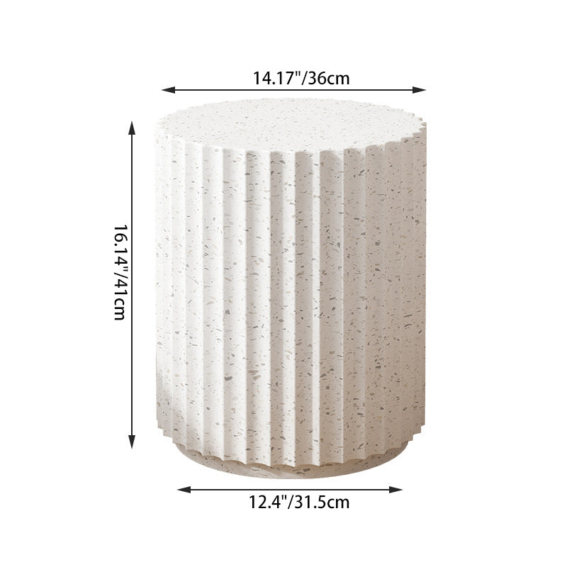 Contemporary Nordic Magnesium Oxide Cylindrical Side Table For Bedroom & Living Room