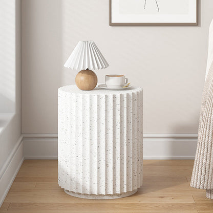 Contemporary Nordic Magnesium Oxide Cylindrical Side Table For Bedroom & Living Room