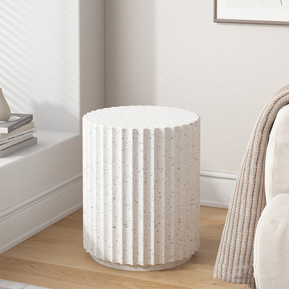 Contemporary Nordic Magnesium Oxide Cylindrical Side Table For Bedroom & Living Room