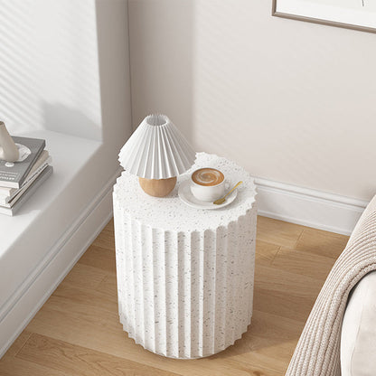 Contemporary Nordic Magnesium Oxide Cylindrical Side Table For Bedroom & Living Room